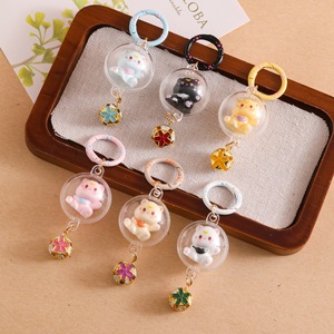 Lindo llavero de gato 3D, colgante de gato de campana de dibujos animados para estudiantes, mochilas escolares, regalo para novia, llavero de goma, PVC y acrílico Evang - Product Image 2