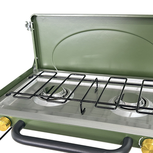 Camping en plein air protège-vent pliant Cassette poêle Portable 2 brûleurs brûleur à gaz gril cuisinière à gaz avec couvercle - Product Image 5