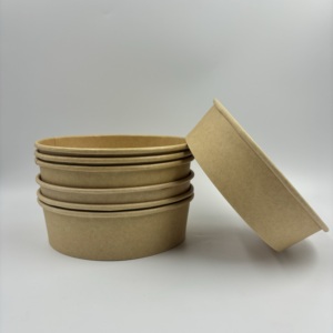 Bol à salade en papier kraft jetable personnalisé avec couvercle en PET de qualité alimentaire pour l'emballage des sushis - Product Image 2