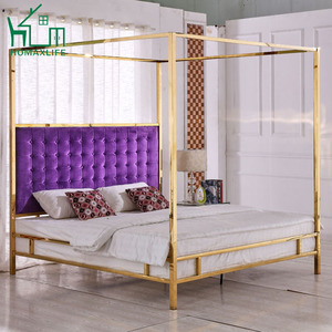 Visofree — meuble de chambre à coucher <span class=keywords><strong>en</strong></span> <span class=keywords><strong>fer</strong></span> <span class=keywords><strong>forgé</strong></span> de Style ancien, canopée métallique, couleur <span class=keywords><strong>noir</strong></span> et or - Product Image 4