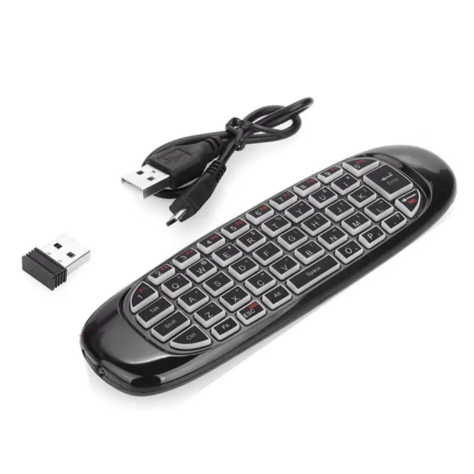 Mando a distancia inalámbrico para caja android tv, dispositivo retroiluminado de 2,4G y hasta 15 metros con mini teclado inalámbrico modelo C120 /G64