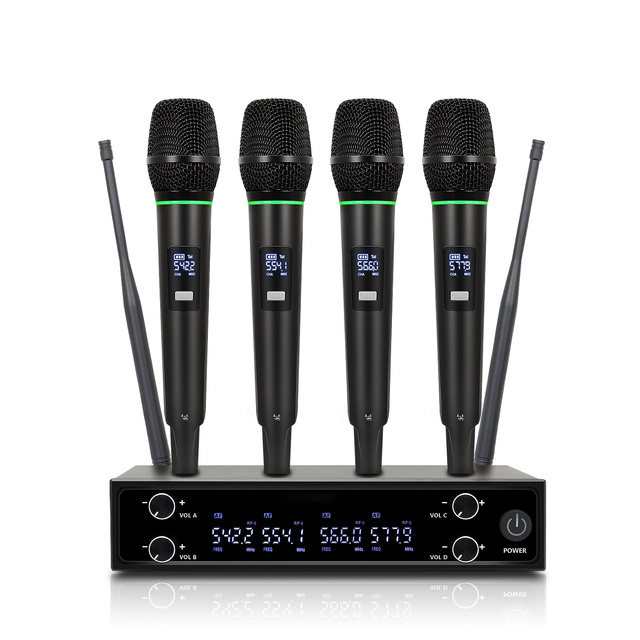 Professional Wireless Dynamic Lavalier Microphone 4 Channels U-440 Karaoke Microphone Phone