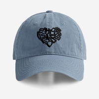Casquette de baseball en coton souple brodée cœur tendance, ajustable, unisexe, style décontracté, pour l'été