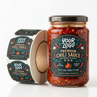 Étiquettes personnalisées pour sauce piquante, rouleaux de logos, autocollants adhésifs pour bocaux alimentaires, autocollants en vinyle imperméables pour bouteilles de sauce chili en verre