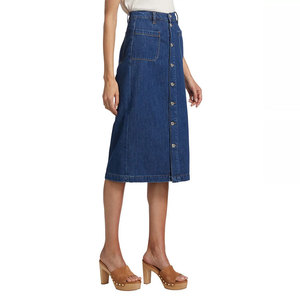 <span class=keywords><strong>Gonna</strong></span> <span class=keywords><strong>Midi</strong></span> in cotone <span class=keywords><strong>Denim</strong></span> personalizzato all'ingrosso per le donne - Product Image 3