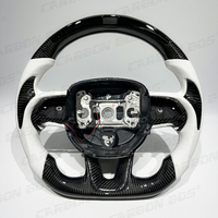 Volant de voiture en cuir blanc avec fibre de carbone brillante, nouveau design, pour Dodge LED Sport Challenger Hellcat, fibre de carbone véritable