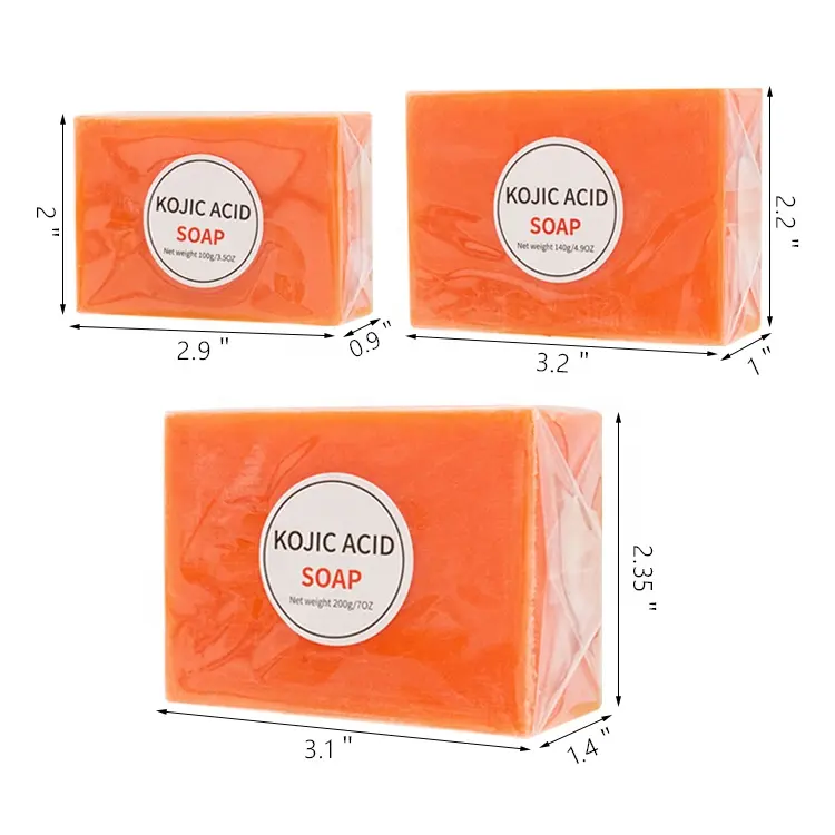 Toptan özel etiket 100g 140g 200g el yapımı organik doğal cilt beyazlatma akne kalıp sabun kojik asit sabun yüz ve vücut
