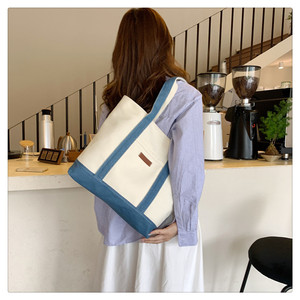 Sac de courses en toile de coton réutilisable surdimensionné écologique avec logo personnalisé, pour les voyages et les courses - Product Image 2