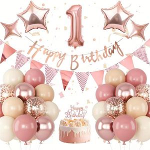 Rose Gold <b>Balloon</b> Birthday Party <b>Decoration</b> Set With Foil Number <b>Balloons</b> Confetti <b>Balloons</b> for Birthday Celebration Supplies - Product Image 3