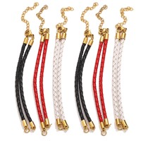 Accessoires de bricolage : cordon en cuir tressé tricolore, embouts de perles, fermoir à homard réglable, chaîne d'extension, bracelet semi-fini