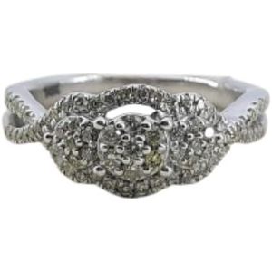 Anillo de compromiso con diamantes Jewelspaark, 0,42 quilates, corte redondo, blanco natural, plata de ley 925, joyería de boda para mujer, talla 7 - Product Image 1