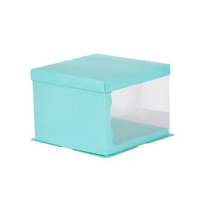 شفافة كعكة مربع مخصصة واحدة طبقة مزدوجة المتزايدة 8 بوصة عيد ميلاد الأخضر صناديق كعكة مع نافذة من الصين