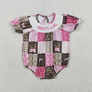 Vestido Tipo Romper de Verano para Niñas, Diseño Floral, Algodón, Estilo Smocked, RTS Hunting Daddy's Girl, Venta al Por Mayor ODM - Product Image 3
