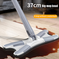 Serpillère plate mains libres 37 cm de large à tête auto-essoreuse en microfibre pour nettoyage de sols secs et humides