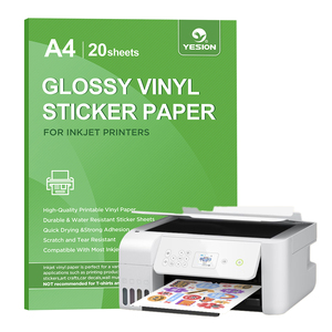 Feuille de papier autocollant brillant en vinyle PP A4, autocollant en vinyle imprimable, imperméable, auto-adhésif, pour imprimante jet d'encre et laser - Product Image 1