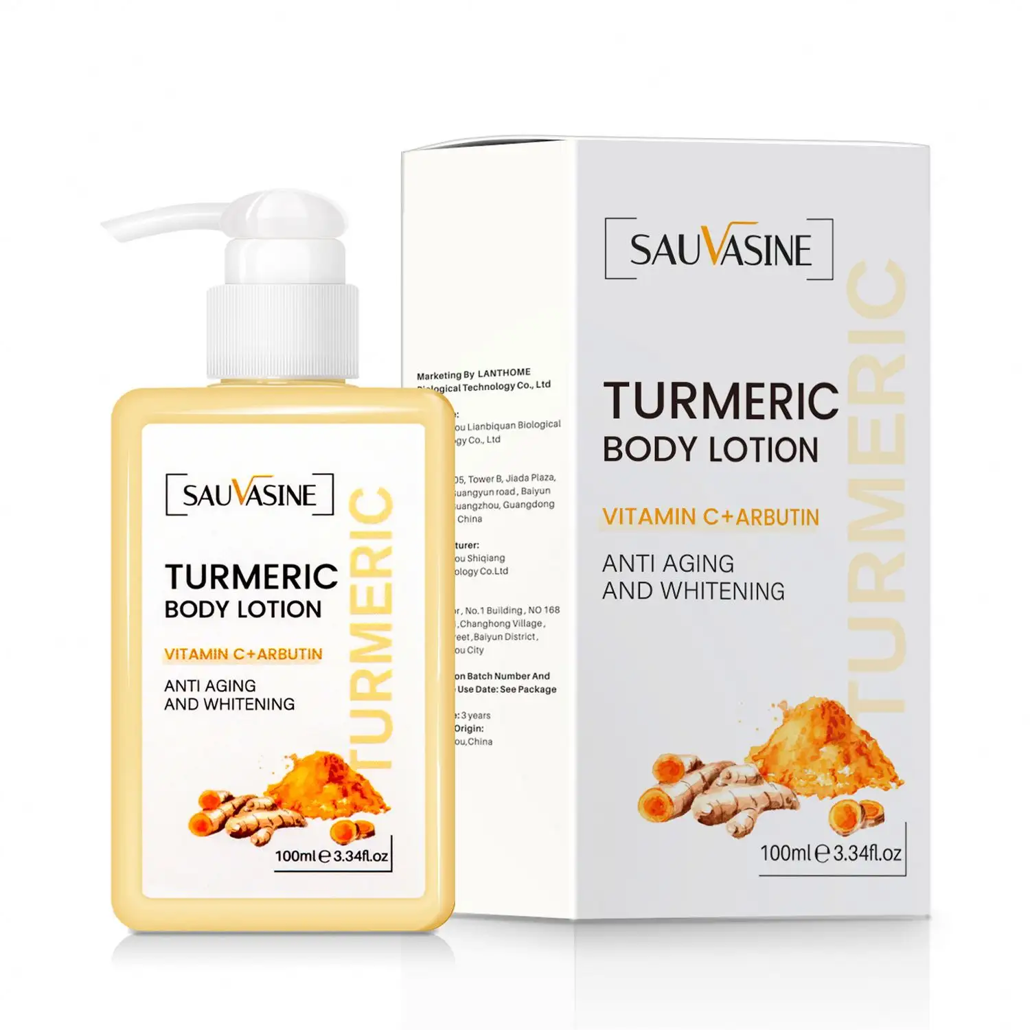Sauvasine Anti Aging And Whitening Skin Anti Acne Turmeric Body Lotion Moisturizing Nourishing Skin Body Lotion