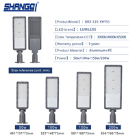 Lampe de rue LED extérieure pour parking, en aluminium moulé sous pression, boîtier PC, étanche IP65, 50W 100W 150W 200W, multi-CCT