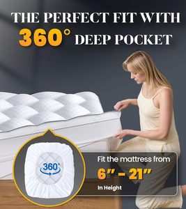 Surmatelas matelassé ultra-doux pour les maux <span class=keywords><strong>de</strong></span> dos, surmatelas confortable et moelleux avec côtés en maille respirante - Product Image 5