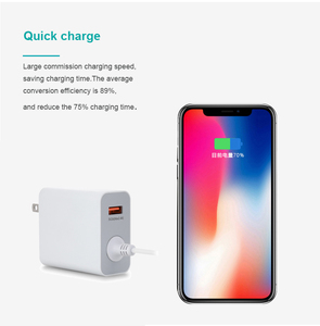 Dual Output USB <b>C</b> Wall Charger with Fixed <b>Type</b> <b>C</b> Cable 60W US <b>Plug</b> USB A Fast Charging <b>Adapter</b> - Product Image 4