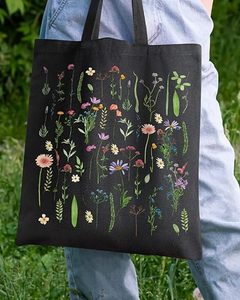 LILA LILA Cotton <b>Canvas</b> Tote Bag Multi-Pocket Vest Design Logo Drawstring Closure Foldable for Gift Giving <b>Plain</b> Shopping Bags - Product Image 5