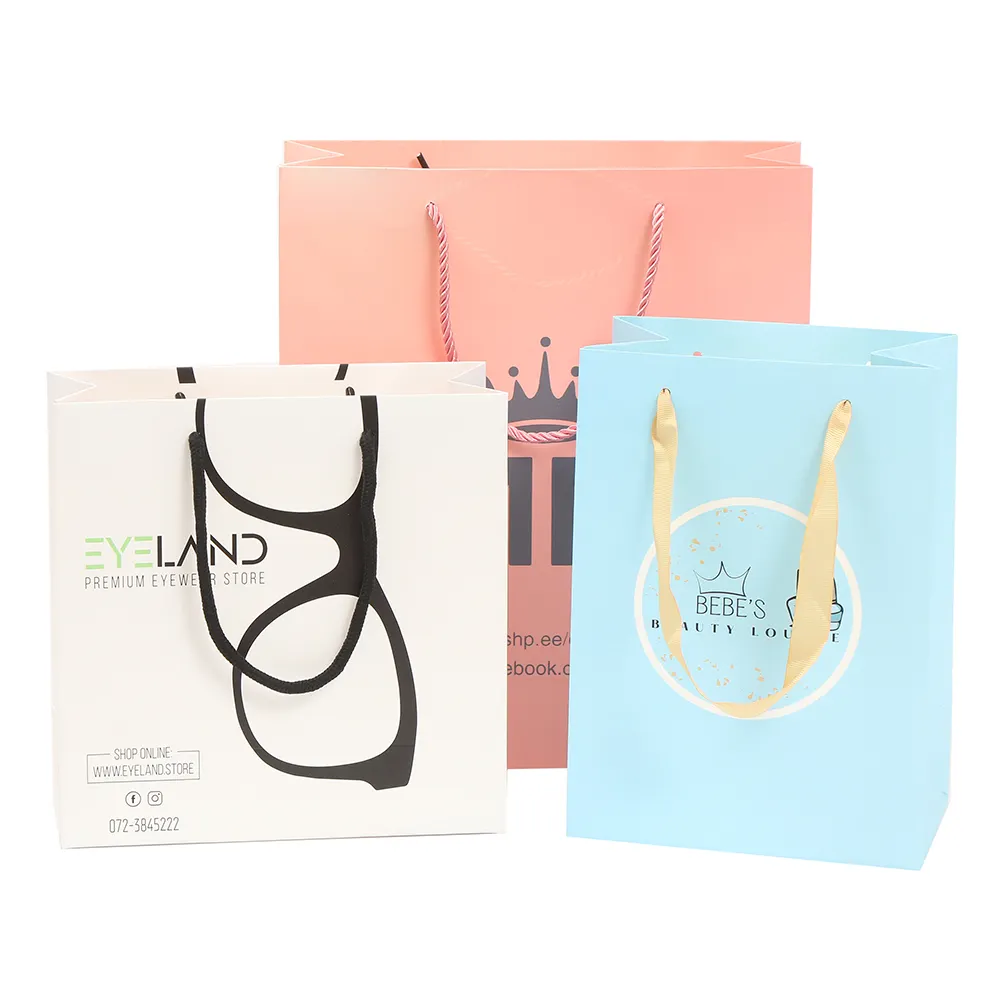 Custom Pink Black Kraft Cosmetics To Go Food Paper Biodegradable Shopping Die Cut Bag Gift Kraft Paper With Handles