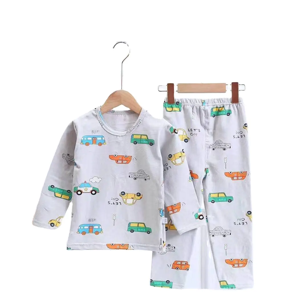 O-neck children 90-160cm sleepwear sets baby girls and boys cotton pajamas home clothes teenagers long sleeve pyjamas