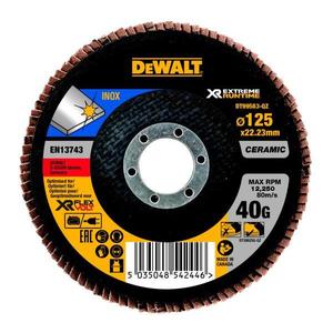 DeWalt Ceramic Flap Disc 125mm 40G Inox <b>Grinding</b> <b>Wheel</b> Xtreme Runtime - Product Image 1