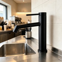 Robinet de lavabo commercial thermostatique à poignée unique en or noir brossé CUPC, mélangeur eau chaude et froide, prix de gros