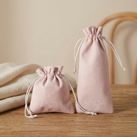 Pochette à bijoux en velours personnalisée écologique avec cordon de serrage, en tissu suédé double face, estampage argenté, pour rangement de colliers et lunettes