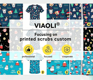 Medical Stretch <strong>Scrubs</strong> Women Men Salon Uniform Lightweight Printed <strong>Scrub</strong> <strong>Tops</strong> Spot Wholesale Custom Brand Customize Patterns - Product Image 6