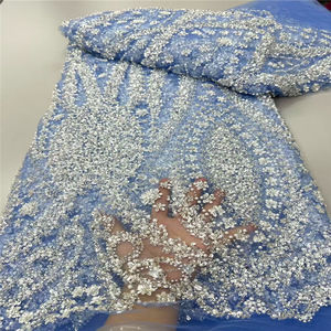 Tessuti in Pizzo con Paillettes e Perline di Alta Qualità Nigeriana, Delicato Pizzo per Abiti <span class=keywords><strong>da</strong></span> <span class=keywords><strong>Sposa</strong></span> e <span class=keywords><strong>da</strong></span> Cerimonia - Product Image 1