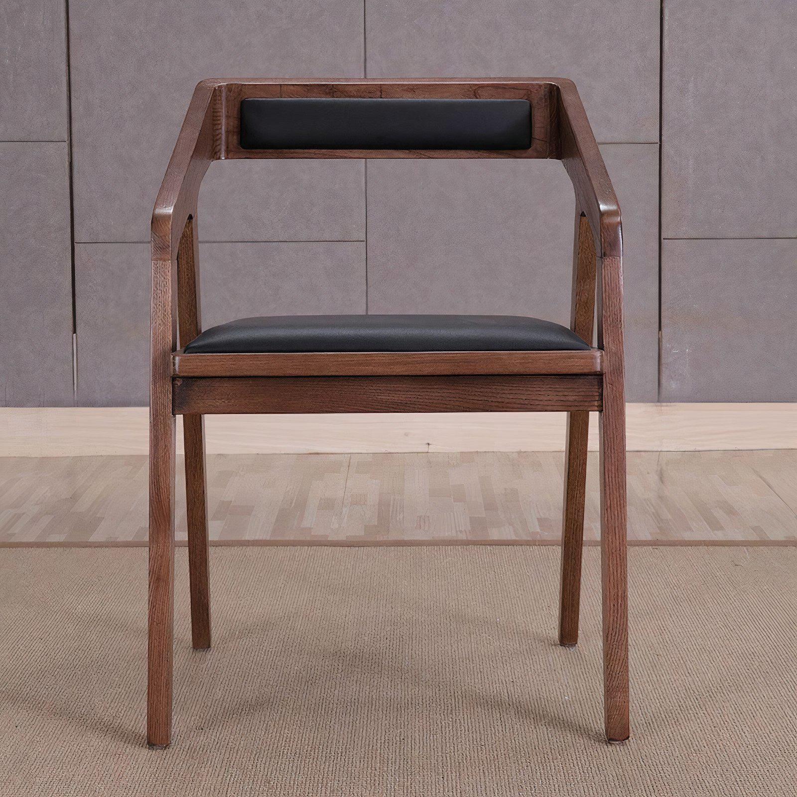 Wholesale Classic Home Furniture Room Nordic Cheap Solid Wood Arm Leather Wooden Dining Chair
