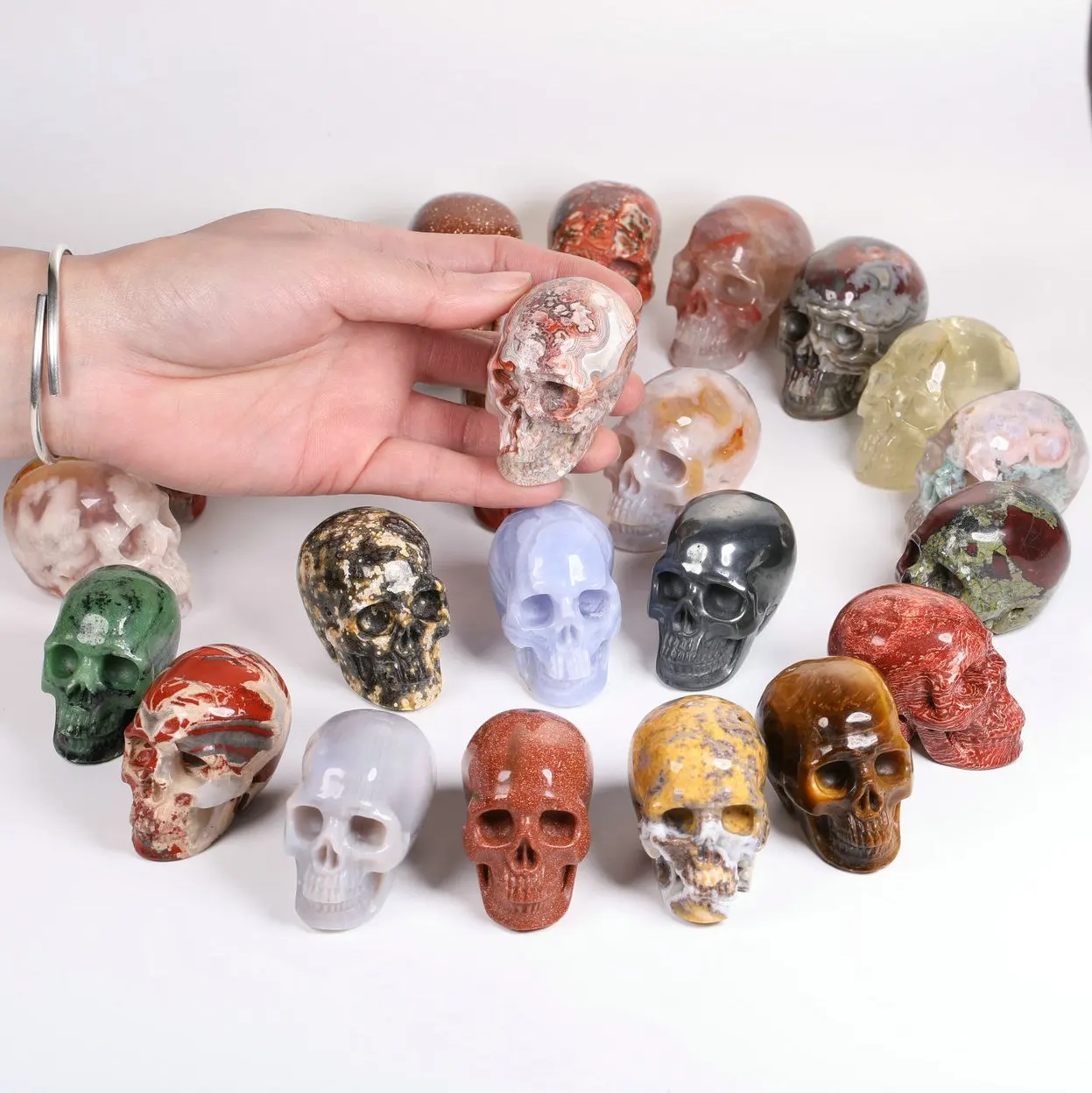 MR.SKULL Wholesale High quality 2 " Crystal Skulls Natural Gem Skulls Crystal Healing skullart