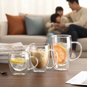 Taza de Café de Vidrio de Borosilicato de Diseño Clásico, 350 ml, Doble Pared Aislada, con Tapa y Asa, Libre de BPA, Apta para Microondas y Lavavajillas - Product Image 1