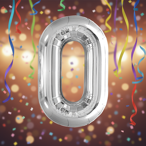 Party Love <b>Silver</b> Number 0 <b>Balloon</b> 80cm Foil Metallic Birthday Party Decorations - Product Image 4