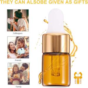 Small Amber Glass Round <b>Bottles</b> 1- 5ml with <b>Dropper</b> for Essential Oils Travel Lotions Perfumes Portable Storage Made in China - Product Image 5