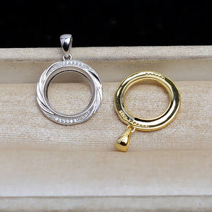 Colgante de Plata S925 WENCHI, Marco Abierto Redondo de 14.5mm con Detalles de Diamantes, Accesorio de Joyería para Hacer Collares DIY - Product Image 2