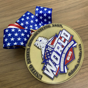 Medaglia del Campionato <span class=keywords><strong>Mondiale</strong></span> di Armwrestling USA <span class=keywords><strong>2020</strong></span>, Finitura Oro - Product Image 5