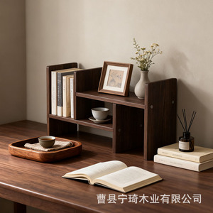New solid wood <b>desktop</b> <b>shelf</b> for coffee cups and tea sets, corner bookshelf, dining table storage rack - Product Image 3