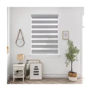 2024 New Design 100%blackout Manual Dual Layer Pattern Zebra Blinds For Home