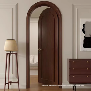 Prettywood <span class=keywords><strong>Puerta</strong></span> arqueada de madera maciza impermeable Diseño superior redondo residencial tradicional con marco Swing Estilo abierto para villas - Product Image 4