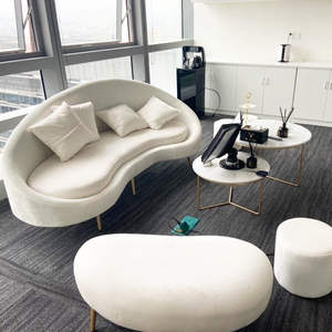 Ensemble <span class=keywords><strong>canapé</strong></span> et table basse en tissu créatif pour salon de beauté, éponge, design minimaliste moderne, forme irrégulière, aucun assemblage requis - Product Image 4