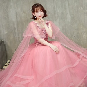 Pink Ball Gown Wedding Dress Sweetheart Neckline Empire Waist Tulle Layered Full Skirt Formal Evening Party Dress - Product Image 3