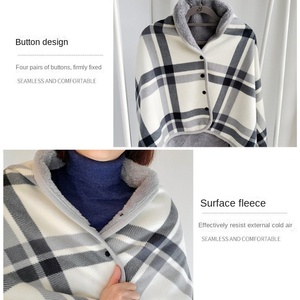Poncho couverture en flanelle douce et confortable à porter pour adultes, femmes, couvertures sans manches avec boutons, couverture de sieste de bureau - Product Image 6