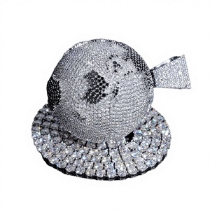 Colgante de Tierra Blanca Personalizado de Plata de Ley Chapada en Rodio Negro con Efecto 3D Giratorio y Totalmente Incrustado, Estilo Hip Hop, Compatible con Cadena Tennis de 4MM - Product Image 3