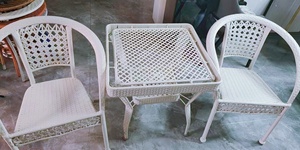 طقم أثاث من الخيزران والراتان للبيع بالجملة - طاولة وكراسي لغرفة الطعام الخارجية والفناء بإطار من الفولاذ المقاوم للصدأ والراتان - Product Image 3