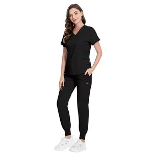 Hospital Uniforms Medical Nursing Scrubs Uniform Short Sleeve Elasticity Tops Pants Uniforms Women Nurse Scrubs Sets Wholesale