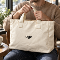 Tas Belanja Kanvas dengan Logo Kustom dan Pegangan Panjang untuk Program Sambutan Waralaba Kafe Grosir untuk Pembeli Waralaba Kafe.