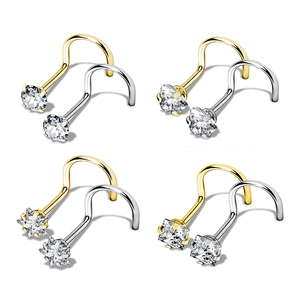 GZN <span class=keywords><strong>in</strong></span> <span class=keywords><strong>acciaio</strong></span> <span class=keywords><strong>chirurgico</strong></span> Piercing gioielli stella rotonda triangolo quadrato cuore CZ Set anello naso naso vite anello - Product Image 6