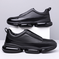 Baskets à enfiler en cuir véritable de qualité supérieure 2026 pour hommes avec semelle moderne épaisse à bulles, chaussures de marche amorties pour un confort tout au long de la journée